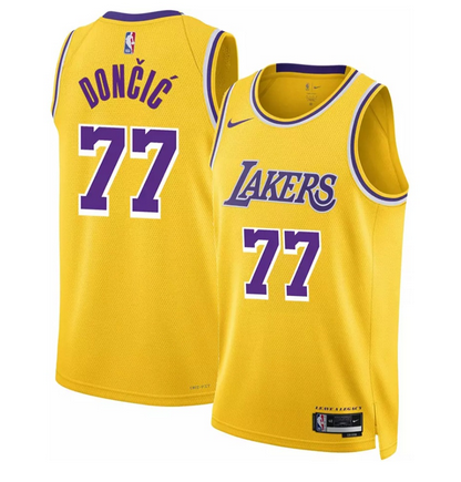 Women Los Angeles Lakers #77 Doncic yellow 2025 NBA nike Jersey